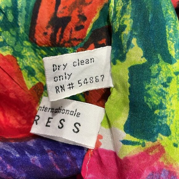 Vintage Express Pure Silk Floral Scarf Wrap Fringe Colorful Lightweight - Picture 6 of 6